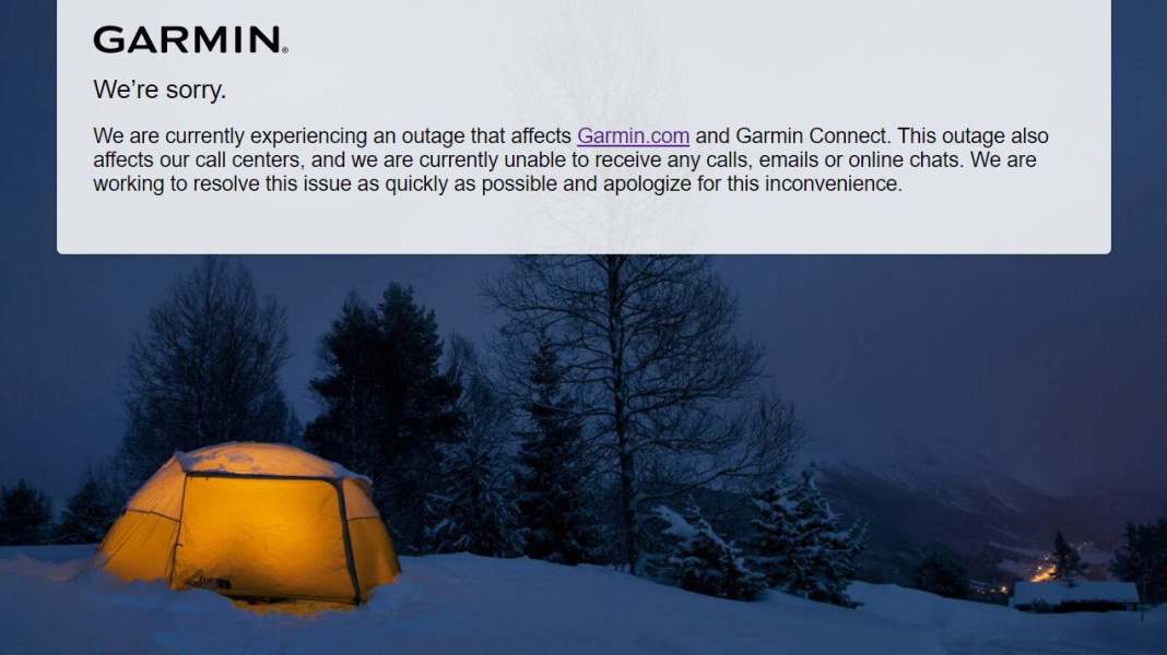 Garmin-Website außer Betrieb