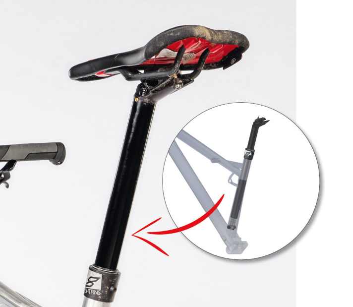   Von außen fast nicht als solche erkennbar: Die innovative Eightpins-Dropper-Stütze ist direkt ins Sitzrohr integriert. Doch das ist noch lange nicht alles, was sie zu bieten hat.