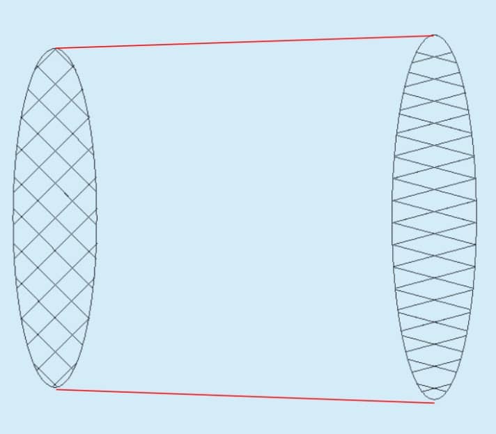 Grafik Reifenaufstandsfläche: Durch die radiale Ausrichtung der Karkassenlagen (rechts) spricht Schwalbe von einer Vergrößerung der Reifenaufstandsfläche um 30 Prozent.