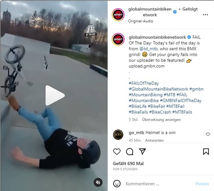 Manchmal geht es recht glimpflich zu, wie beim BMX-Crash hier