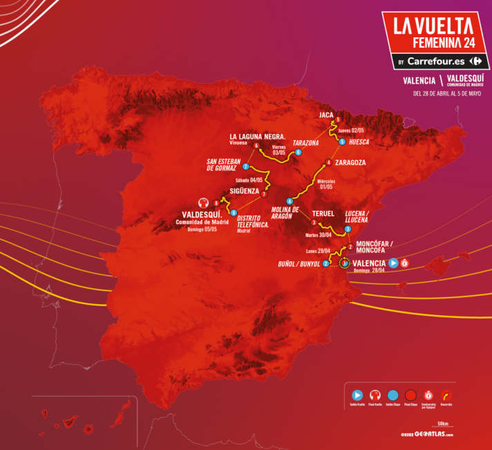 Die Strecke der Vuelta Femenina 2024 in der Übersicht