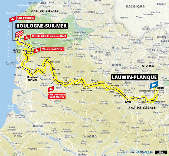 Die Strecke der 2. Etappe der Tour de France 2025