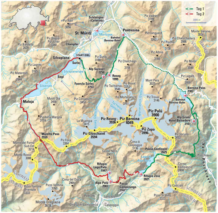 Eine Tour, die man sein Leben lang nicht mehr vergisst: die Epic-Tour rund ums Bernina-Massiv. Anstrengend, aber traumhaft schön.