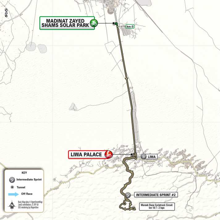 Die 1. Etappe der UAE Tour 2025 auf der Karte