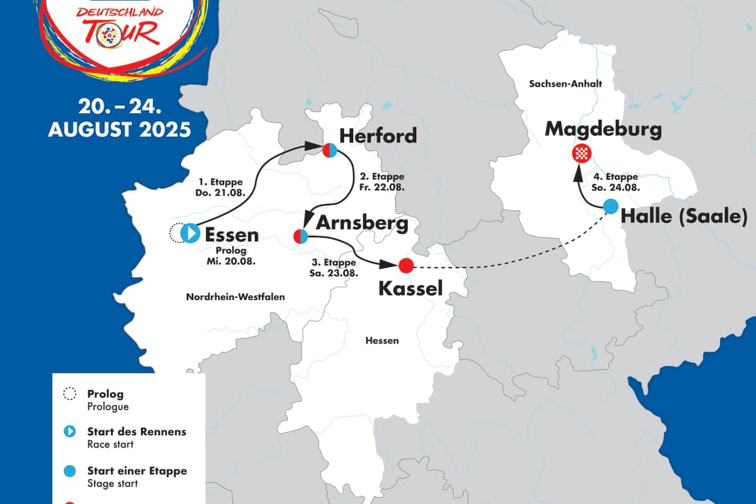 Die Deutschland Tour 2025 auf der Karte