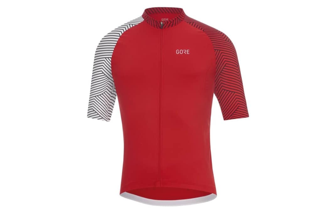 Das Herren-Radtrikot in der Farbe Feuerball/weiß.