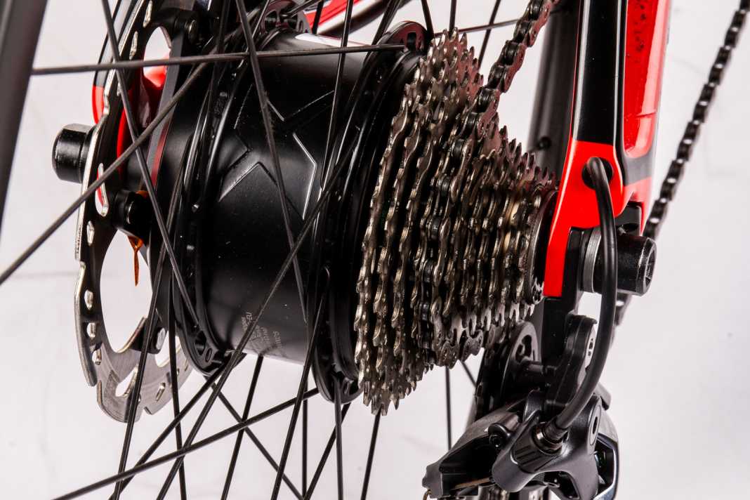 Der Nabenmotor versteckt sich unauffällig im Hinterrad