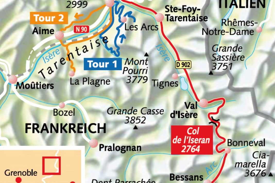 Der Iseran liegt im Grenzgebiet von Frankreich und Italien in den savoyer Alpen.