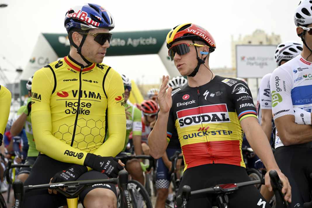 Wout van Aert Wout (links) und Remco Evenepoel (rechts) stehen bei der Algarve-Rundfahrt 2024 am Start