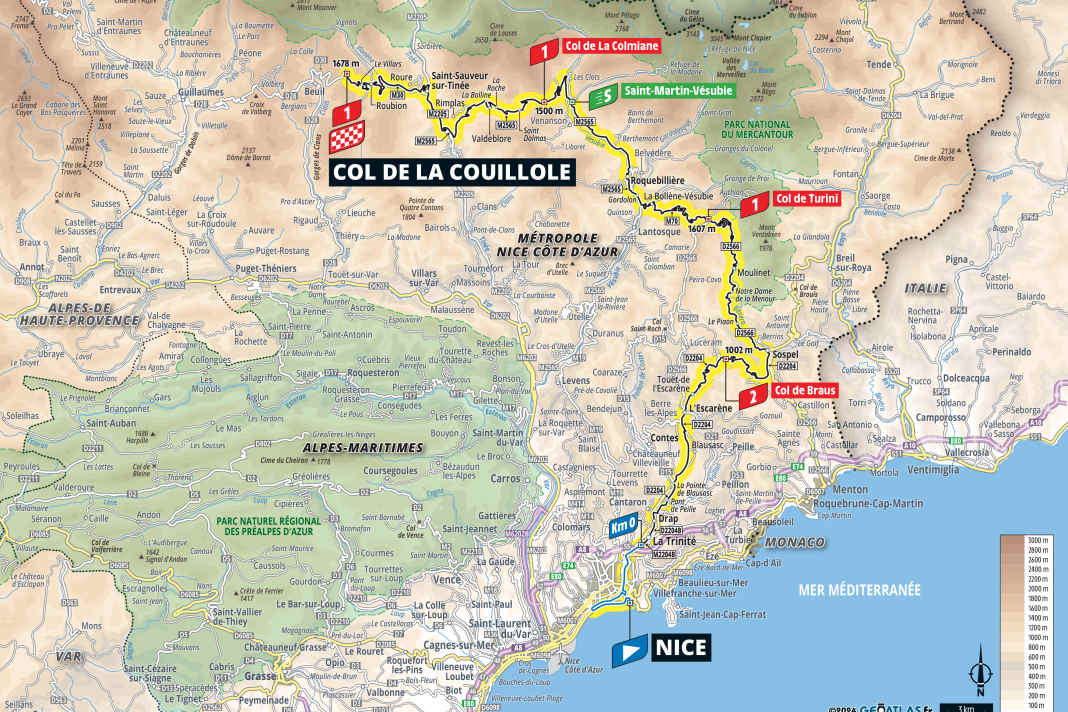 Die 20. Etappe der Tour de France 2024 auf der Karte