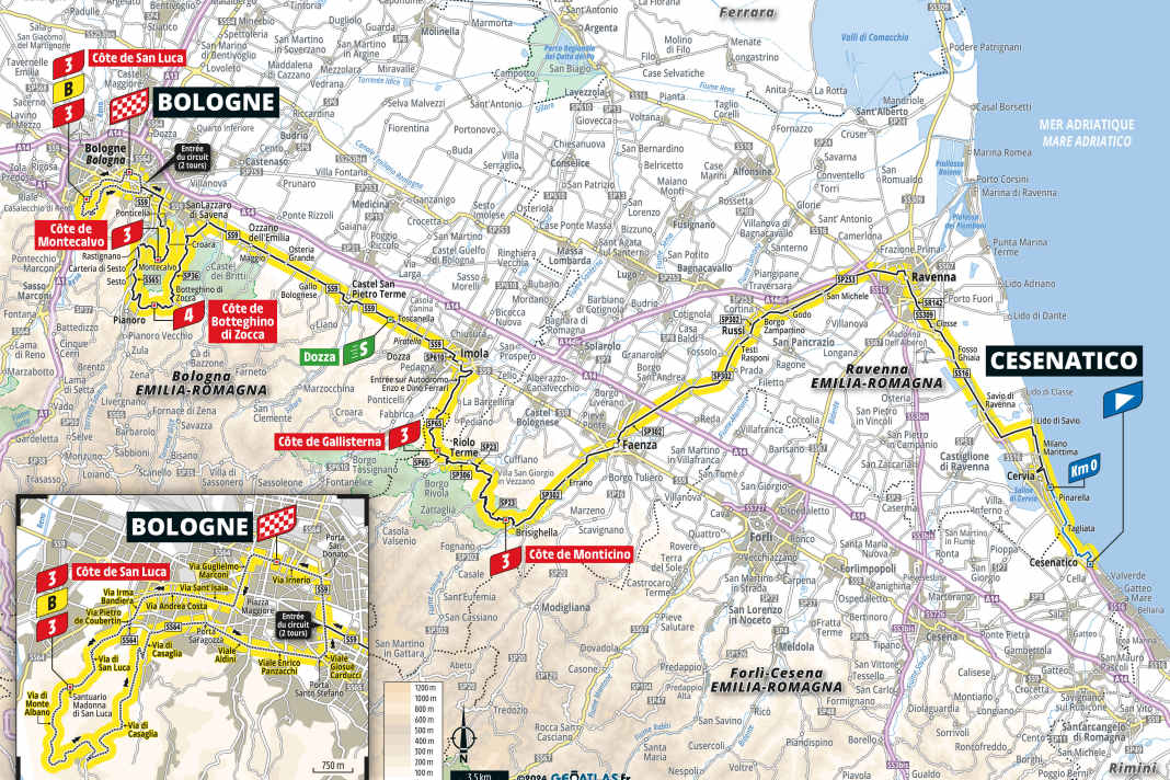 Die 2. Etappe der Tour de France 2024 auf der Karte