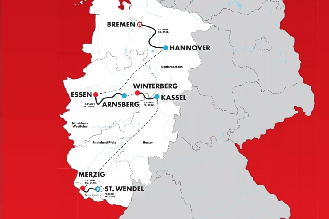 Übersicht über den Verlauf der Deutschland Tour 2023