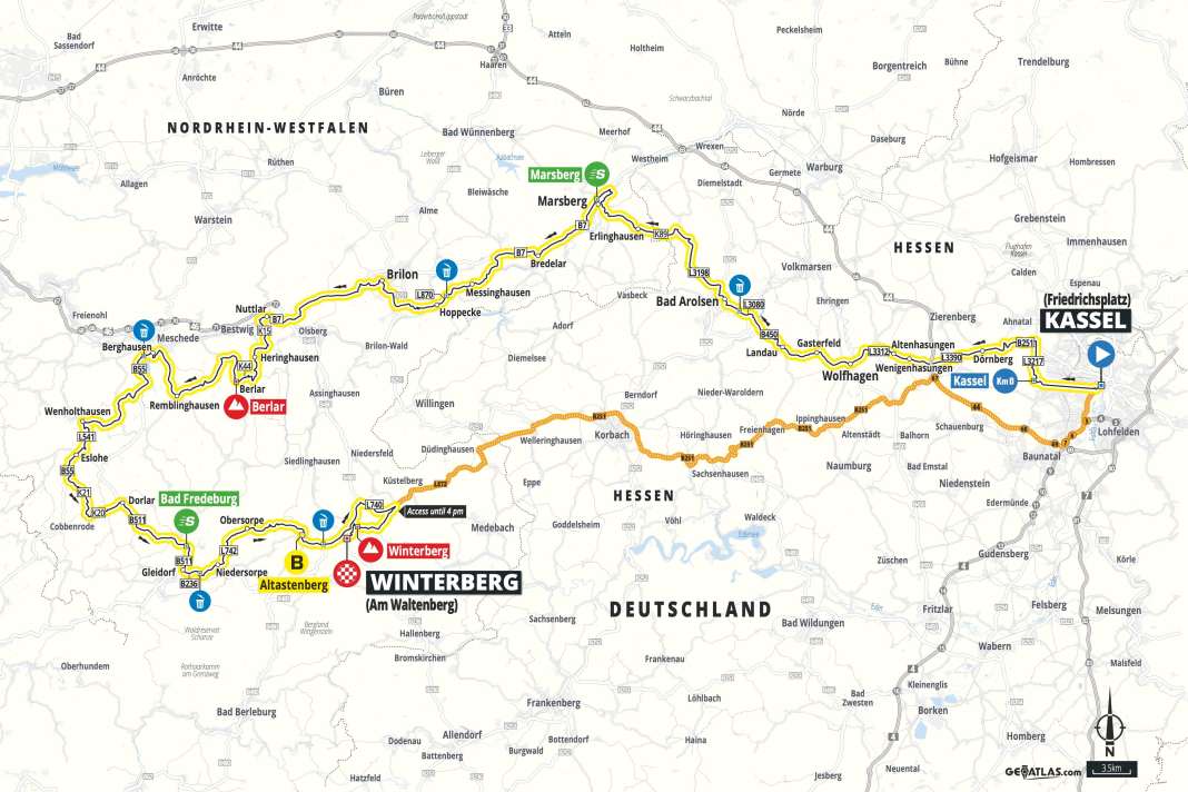 Die Karte zur der 2. Etappe der Deutschland Tour 2023