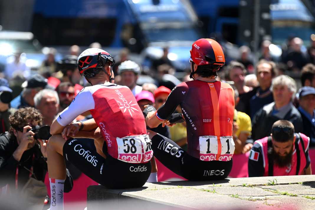 Entspannt ging Geraint Thomas (r.) in die 5. Etappe des Giro. Und auch für seinen Landsmann Harrison Wood sollte es ein guter Tag werden.