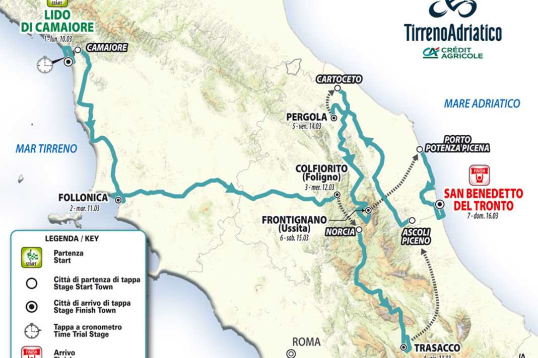 Das ist die Strecke von Tirreno-Adriatioco 2025