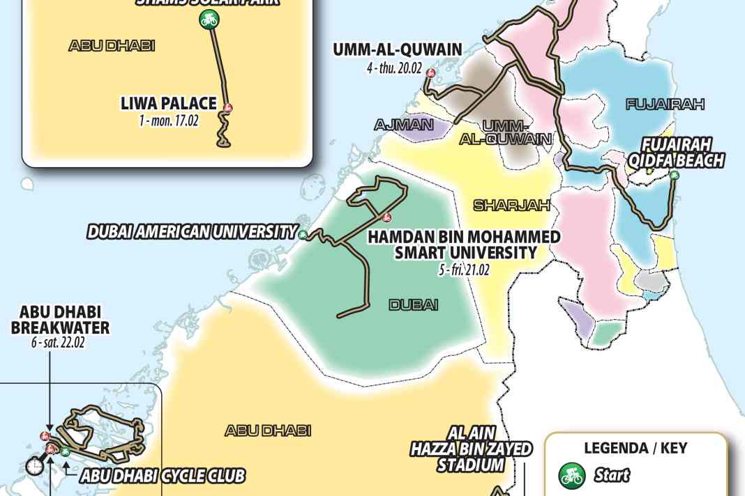 Die Strecke der UAE Tour 2025 in der Übersicht