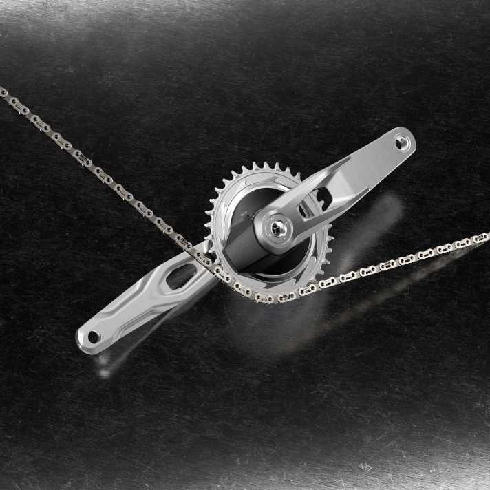 Highend-Alu-Kurbel mit integriertem Powermeter – präzise, leicht, langlebig.