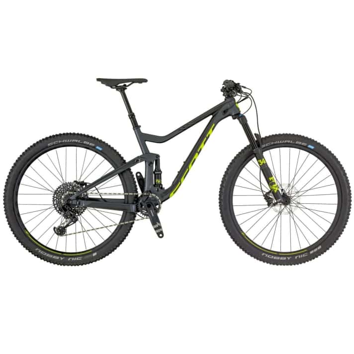   Das Genius 940 aus Alu macht einen guten Eindruck und kommt mit Schwalbe Nobbx Nic Addix-Reifen, der neuen Sram GX Eagle, Shimano MT500-Bremsen und einem Fox Performance-Fahrwerk. 
