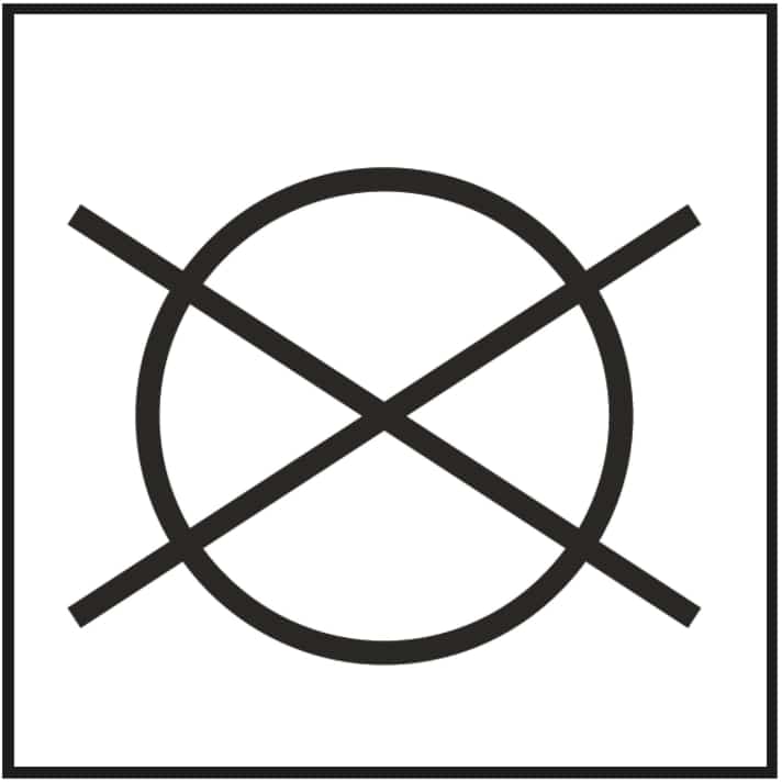   Der Kreis steht für chemische Reinigung, sie ist bei Funktionstextilien meist ausgeschlossen.
