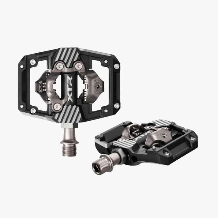Mit vergrößerter Standfläche und zusätzlichem Grip durch verstellbare Pins soll das neue XTR-Pedal vor allem Trail- und Enduro-Biker ansprechen
