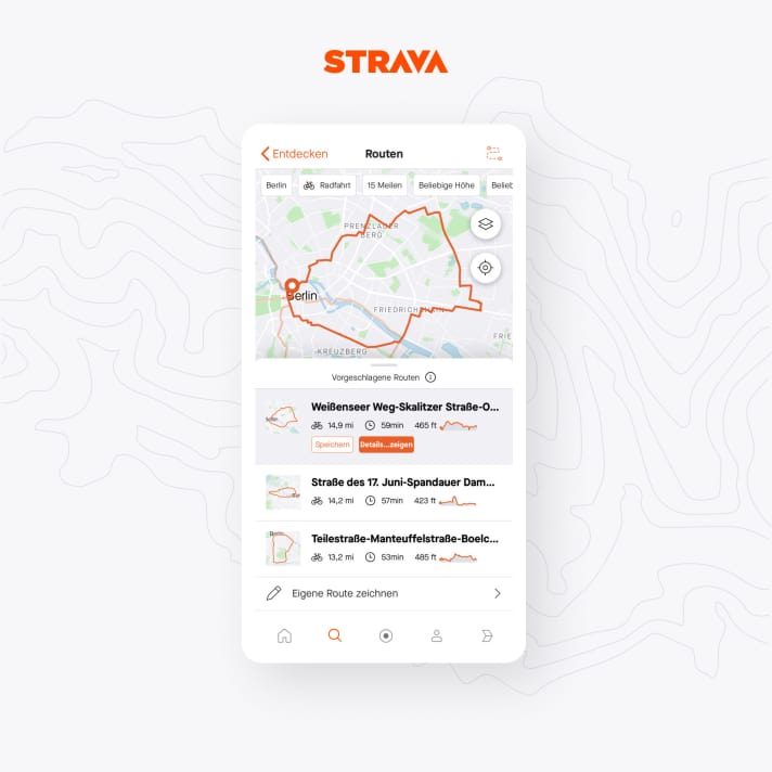   Sobald man den Filter verändert, berechnet das Strava-Tool drei neue Routen-Vorschläge. So muss man trotz gleicher Distanz oder identischem Startpunkt nie diesselbe Tour fahren.