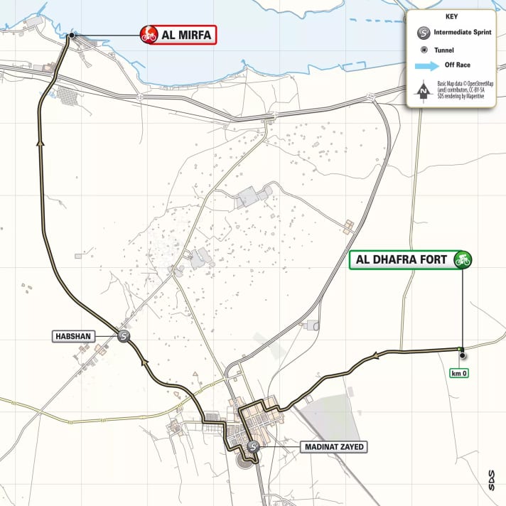 2. Etappe | Freitag, 7. Februar | Al Dhafra Fort - Al Mirfa | 111 Kilometer