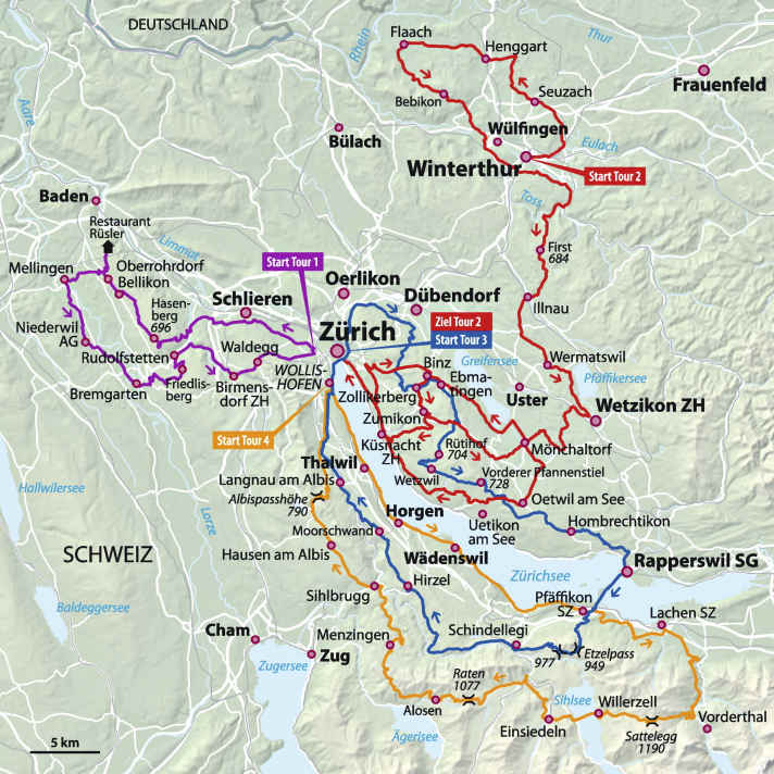 Tourenkarte Zürich