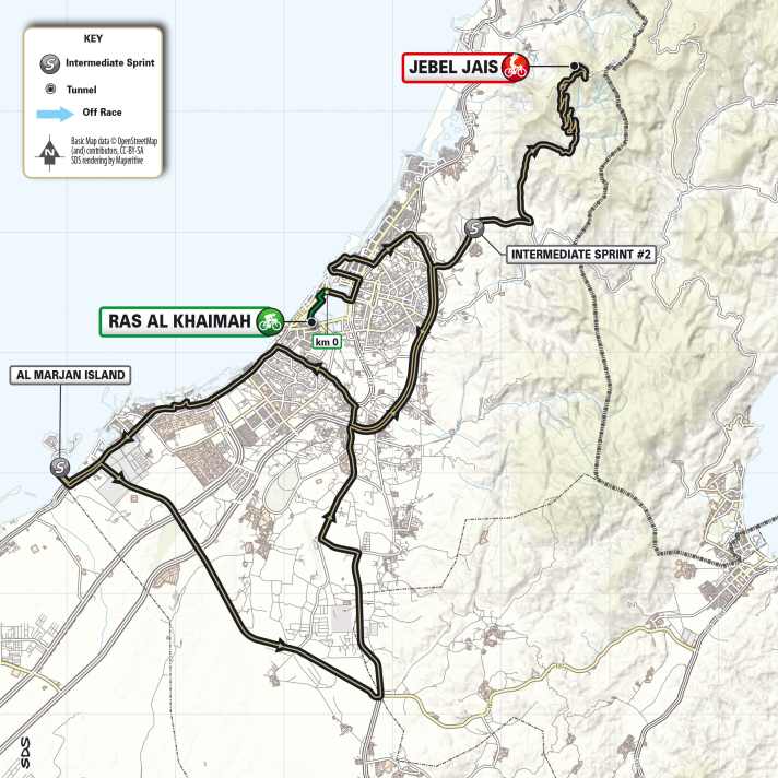 Die 3. Etappe der UAE Tour 2025 auf der Karte