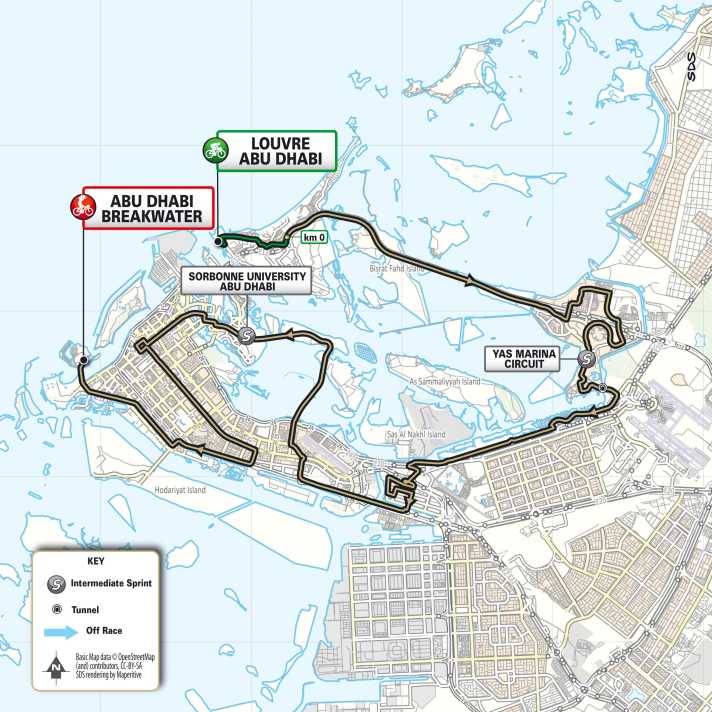 Die Strecke der 4. Etappe der UAE Tour Women 2024.