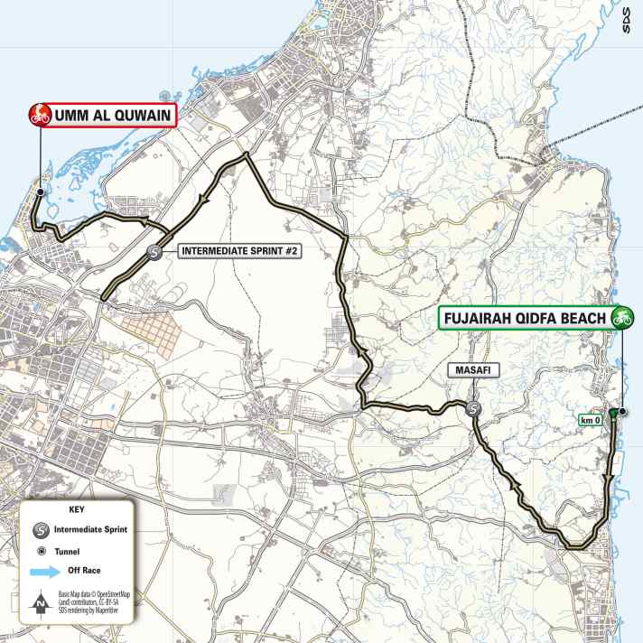 Die 4. Etappe der UAE Tour 2025 auf der Karte