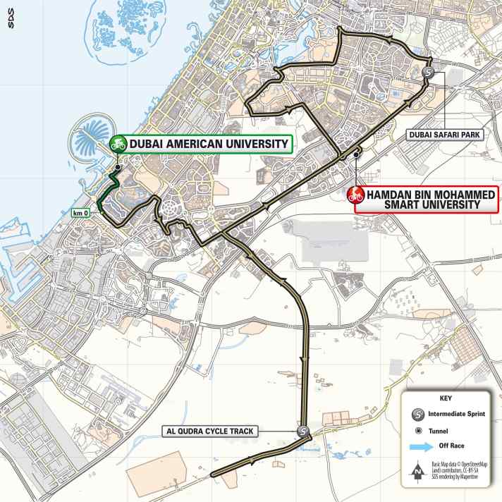 Die 5. Etappe der UAE Tour 2025 auf der Karte