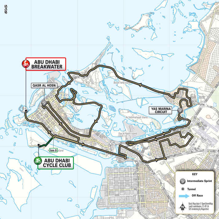 Die 6. Etappe der UAE Tour 2025 auf der Karte