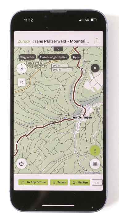 Einfach mal auf der Hometrail-Runde mit dem Smartphone ausprobieren: Dafür muss man bei Komoot und Outdooractive noch kein Abo abschließen.