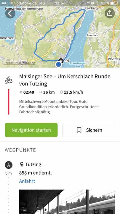   Aus der Haustür raus, "Bring mich hin"-Funktion drücken und mit Auto oder Rad zum Startpunkt navigieren lassen.
