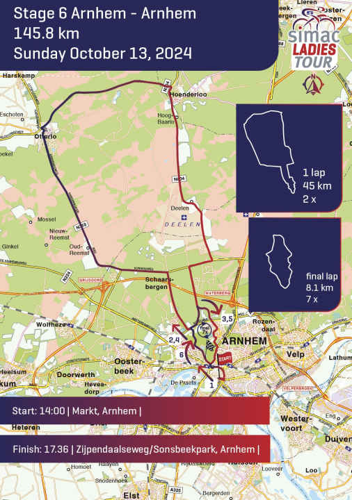 Die Strecke der 6. Etappe der Simac Ladies Tour 2024