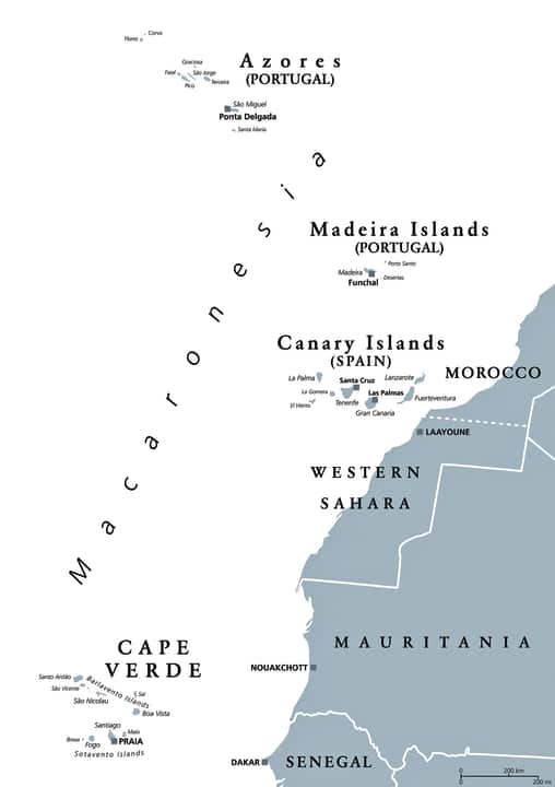 Zur groben Einordnung der Atlantik-Inseln: Zwischen den Kanaren und den Kapverden liegen 1700 Kilometer.