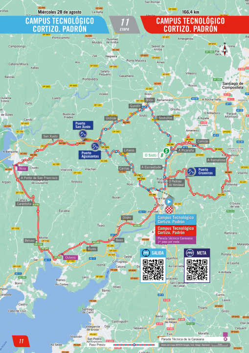 Die 11. Etappe auf der Karte