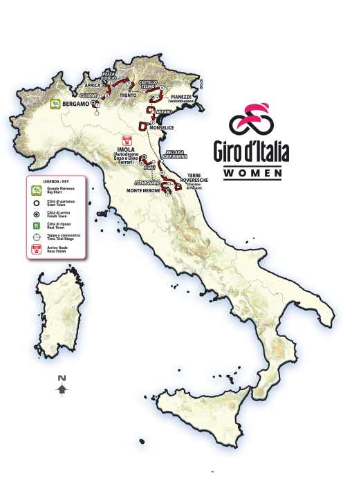 Der Giro d’Italia Women 2025 auf der Karte