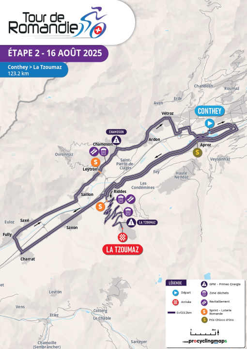 Die 2. Etappe der Tour de Romandie Feminin 2025 auf der Karte