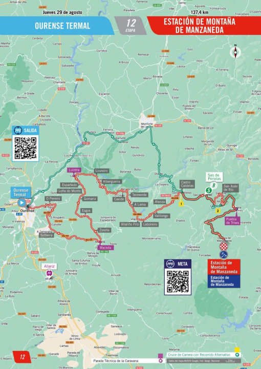 Die 12. Etappe auf der Karte