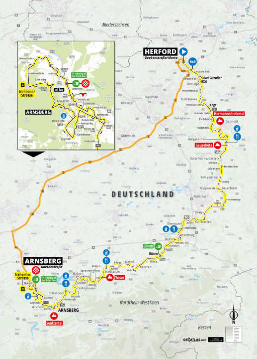 Die 2. Etappe der Deutschland Tour 2025 auf der Karte