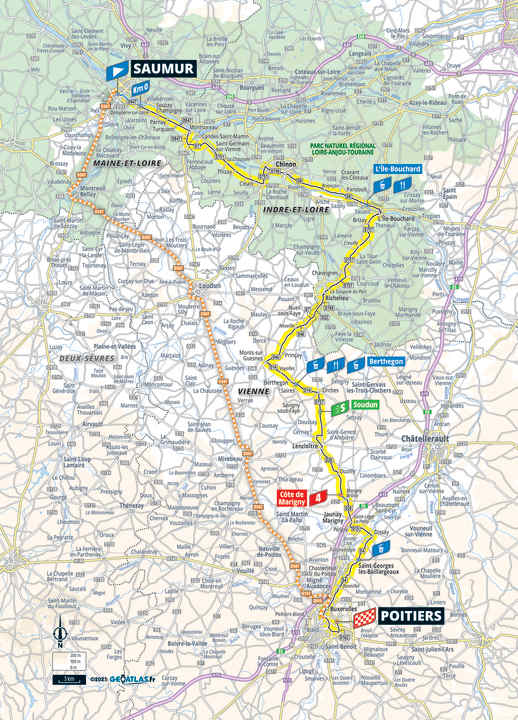 Die 4. Etappe der Tour de France Femmes 2025 auf der Karte