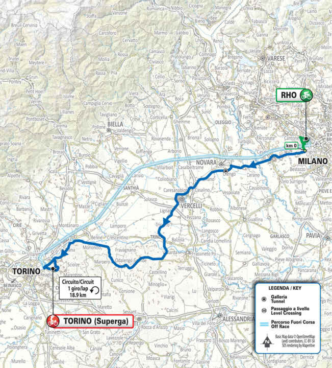 Mailand-Turin 2025 auf der Karte