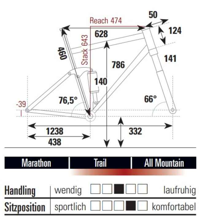 Die Geometrie des Canyon Neuron CF 8.0 in Rahmengröße L.
