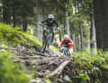 Auf der Weltcup-Abfahrt Black Snake im Val di Sole müssen sich selbst Profi-Downhiller erstmal eine Line hinsortieren.