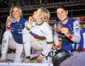Happy Faces: Vali Höll holt Gold (Mitte), Myriam Nicole (Silber) und Marine Cabirou (Bronze)