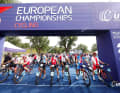 Vor dem Start des Herren-Rennens bei den European Championships im Münchner Olympiapark.