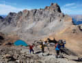 Tête de la Fréma, zweiter Versuch. Auch bei schönem Wetter bleibt der Weg zum Gipfel (3151 m) eine echte Plackerei.

  