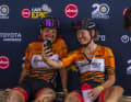 Schmutzige aber glückliche Gesichter bei Nicole Koller (links) und Anne Terpstra (rechts) nach dem ersten Etappensieg beim diesjährigen Cape Epic.