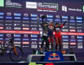 Das Podium der Frauen: Tahnée Seagrave vor Anna Newkirk und Nina Hoffmann.